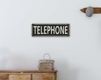Telephone Sign, Phone Booth Vintage Looking Sign, Courtesy Phone