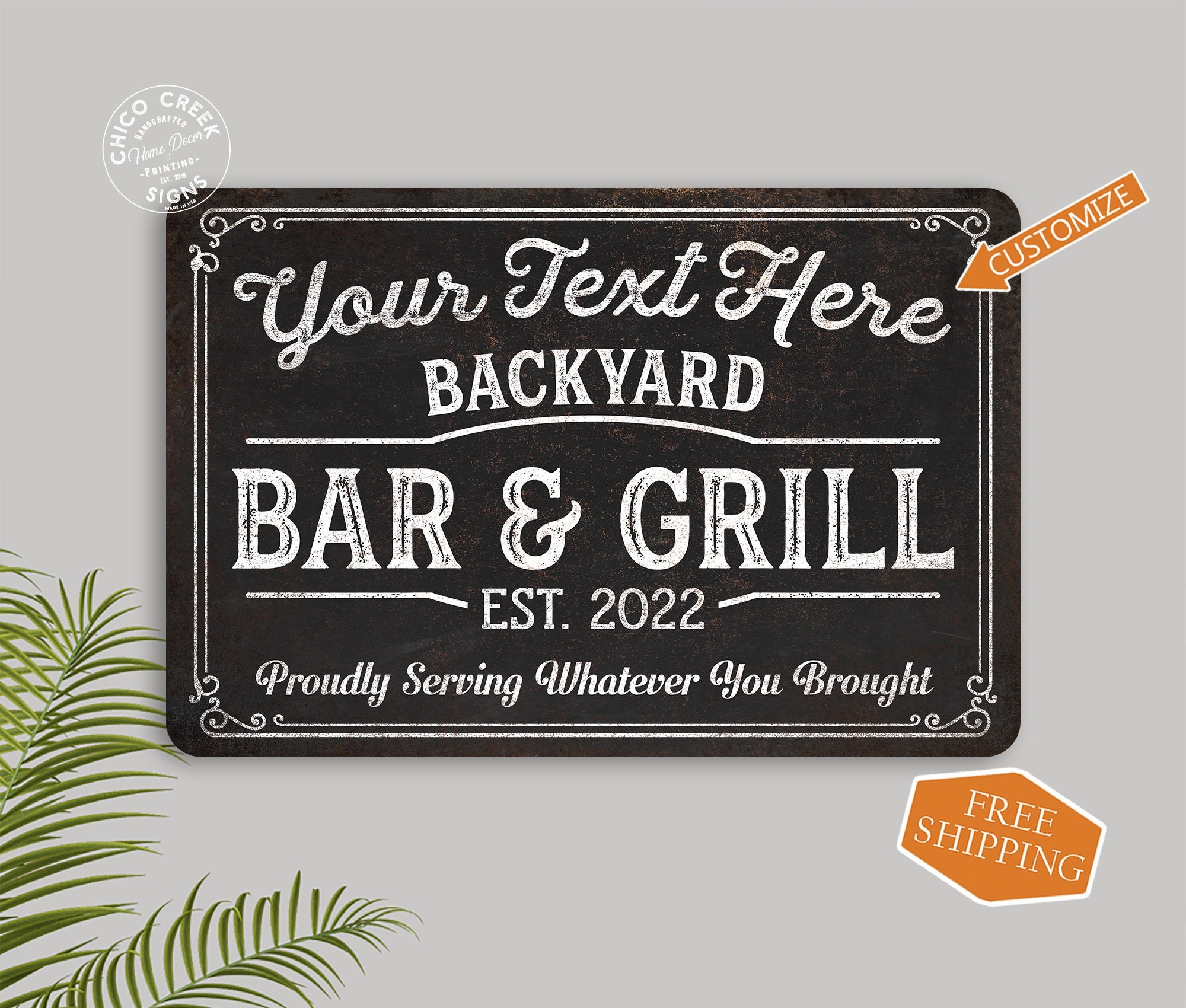 Personalized Bar and Grill Sign Backyard Metal Sign Patio Etsy