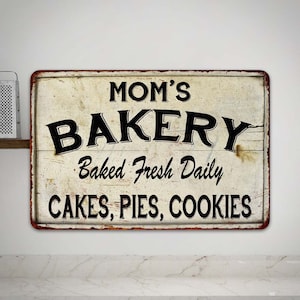 Mom's Bakery Sign, Vintage Look Chic Distressed Wall Decor, Pantry Sign, Cooking Baking Decor ...