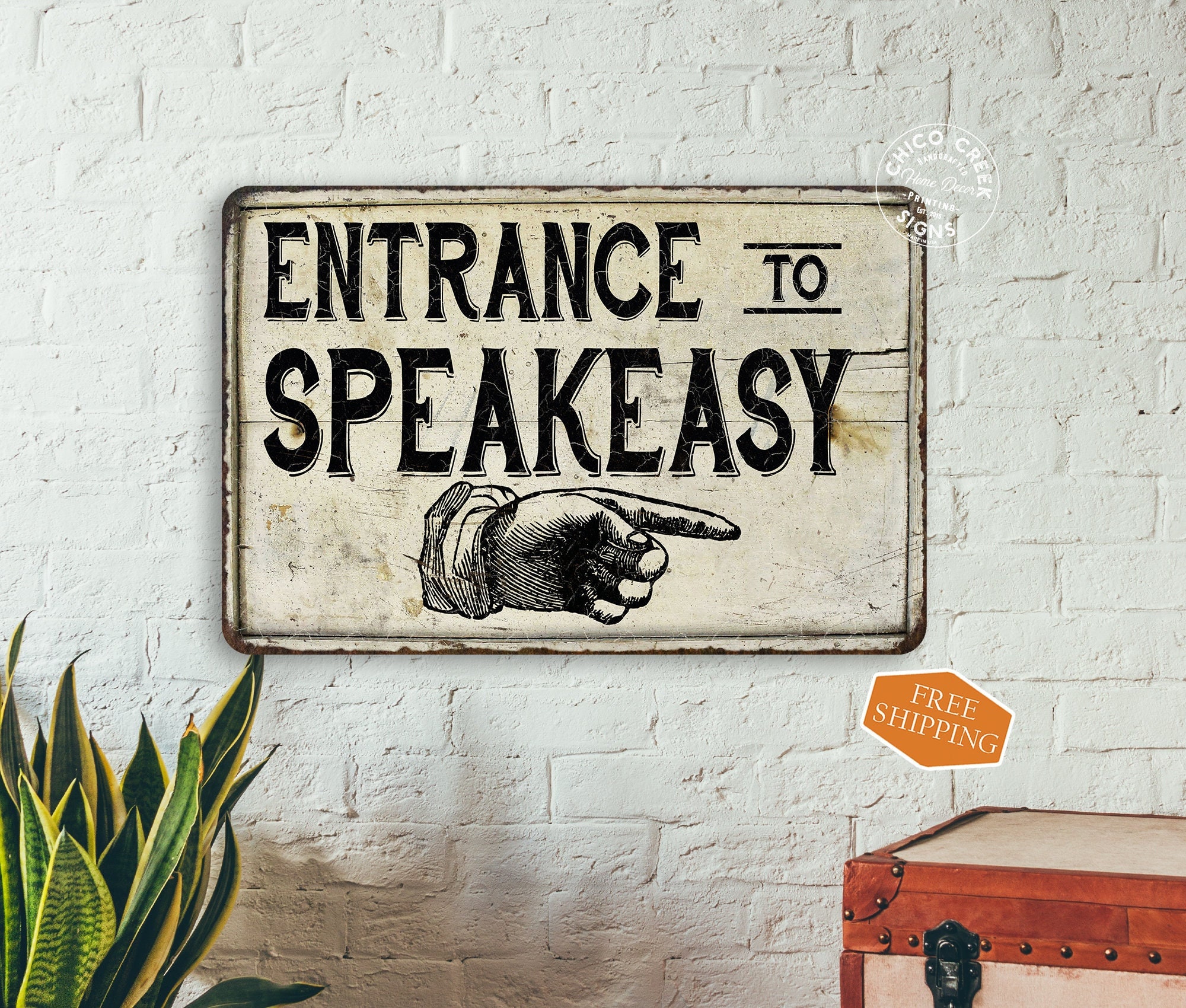 Speakeasy Sign, Vintage Canvas Sign, Speakeasy Decor, Vintage Wall Art,  1920s Decor, Roaring 20s Art, Speakeasy Decorations 