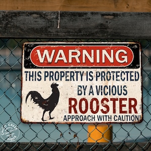 Warning Vicious Rooster Sign Funny  Chic Farmhouse Chicken Sign Farm Fresh Eggs Decor Chicken Coop Sign Eggs For Sale 108122001070
