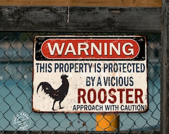 Warning Vicious Rooster Sign Funny  Chic Farmhouse Chicken Sign Farm Fresh Eggs Decor Chicken Coop Sign Eggs For Sale 108122001070