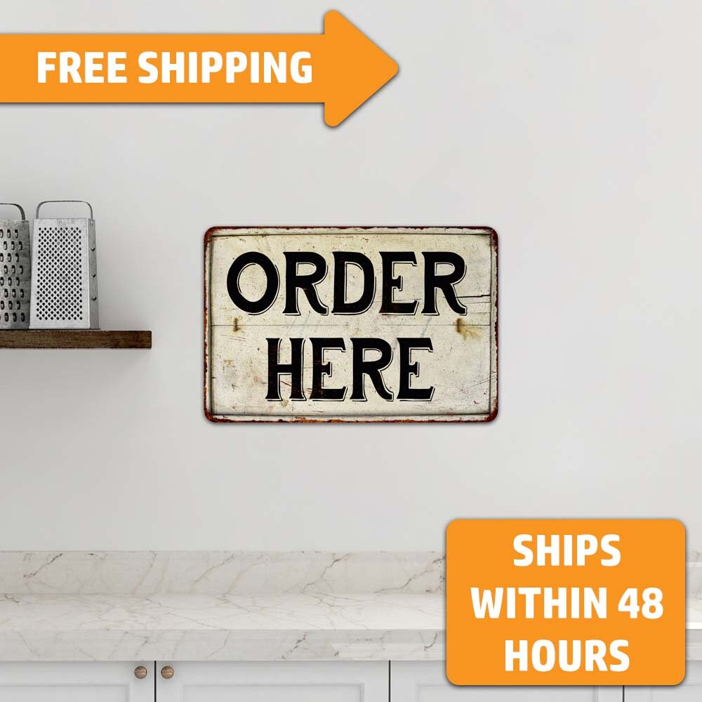 Order Here Food Sign, Vintage Look Restaurant Sign, Food Order Sign ...