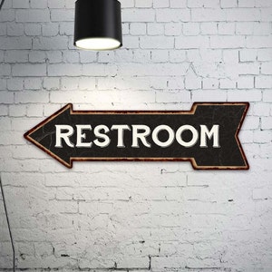 Restroom Left Arrow Sign, Restroom This Way Sign, Vintage Looking Sign, Restaurant Shop Bar Store Club Hall Bathroom Sign 105170004018