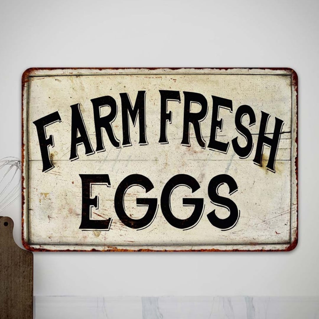 Farm Fresh Eggs Sign, Chic Vintage Looking Farmhouse Chicken Sign, Farm