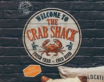 Reklame maritimes Werbeschild Crab Shack Speisen Ale antik Rarität Vintage Deko 