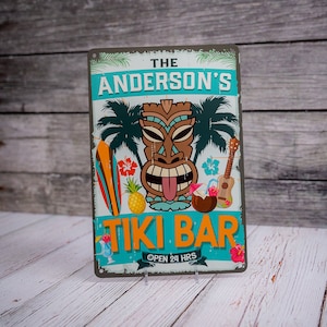 Personalized Tiki Bar Sign, Backyard Signs Personalized, Housewarming Gift, Gift For Her, Gift For Him, Bar Sign, Tiki Decor, Tiki Hut Sign