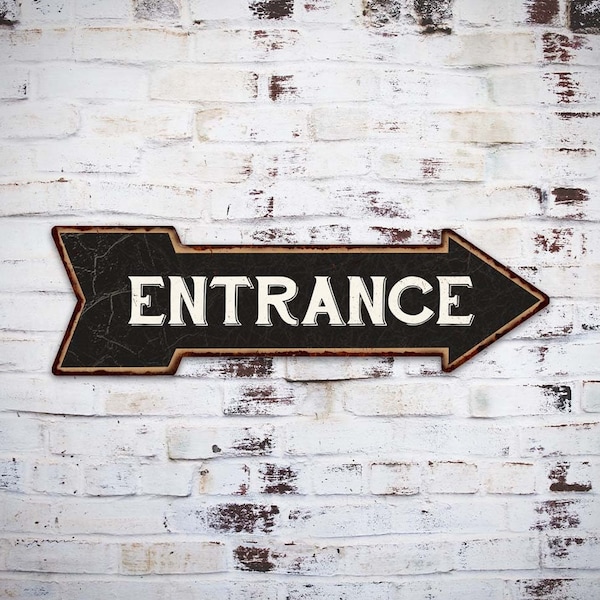 Entrance Sign, Entrance Right Arrow Sign, Vintage Looking Plaque, Restaurant Diner Decor, Shop Bar Store Club Hall Sign 105170003004