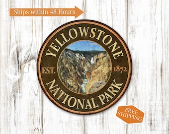 Yellowstone National Park Sign, Yellowstone Sign, Yellowstone Wall Art, Outdoor Lover Gift, Hiking Gifts, Park Sign, Destination Sign