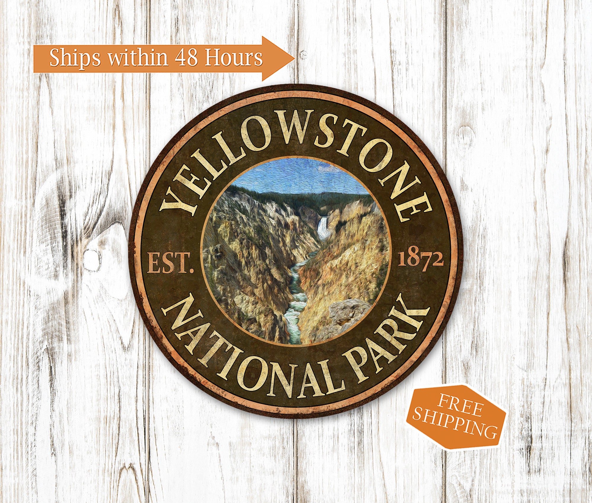 【希少】イエローストーン サイン入りハンドセレクテッド Yellowstone Yellowstone National Park Sign, Yellowstone Sign, Yellowstone Wall