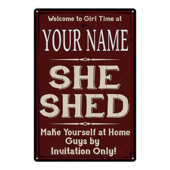 Your Name Personalized She Shed Sign Red Lady Cave Decor Gift Ireland - Red Shed Home Decor And Gifts