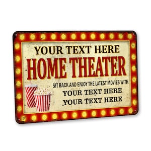 Personalized Home Theater Sign Movie Theater Decor Cinema Family Theater Video Game Movie Room Theatre 108122002111