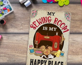 Sewing Room Sign, Happy Place Sign, Craft Room Decor, Gift For Her, Sewing Gifts, Arts and Crafts, Grandma Gift, Craft Room Wall Art