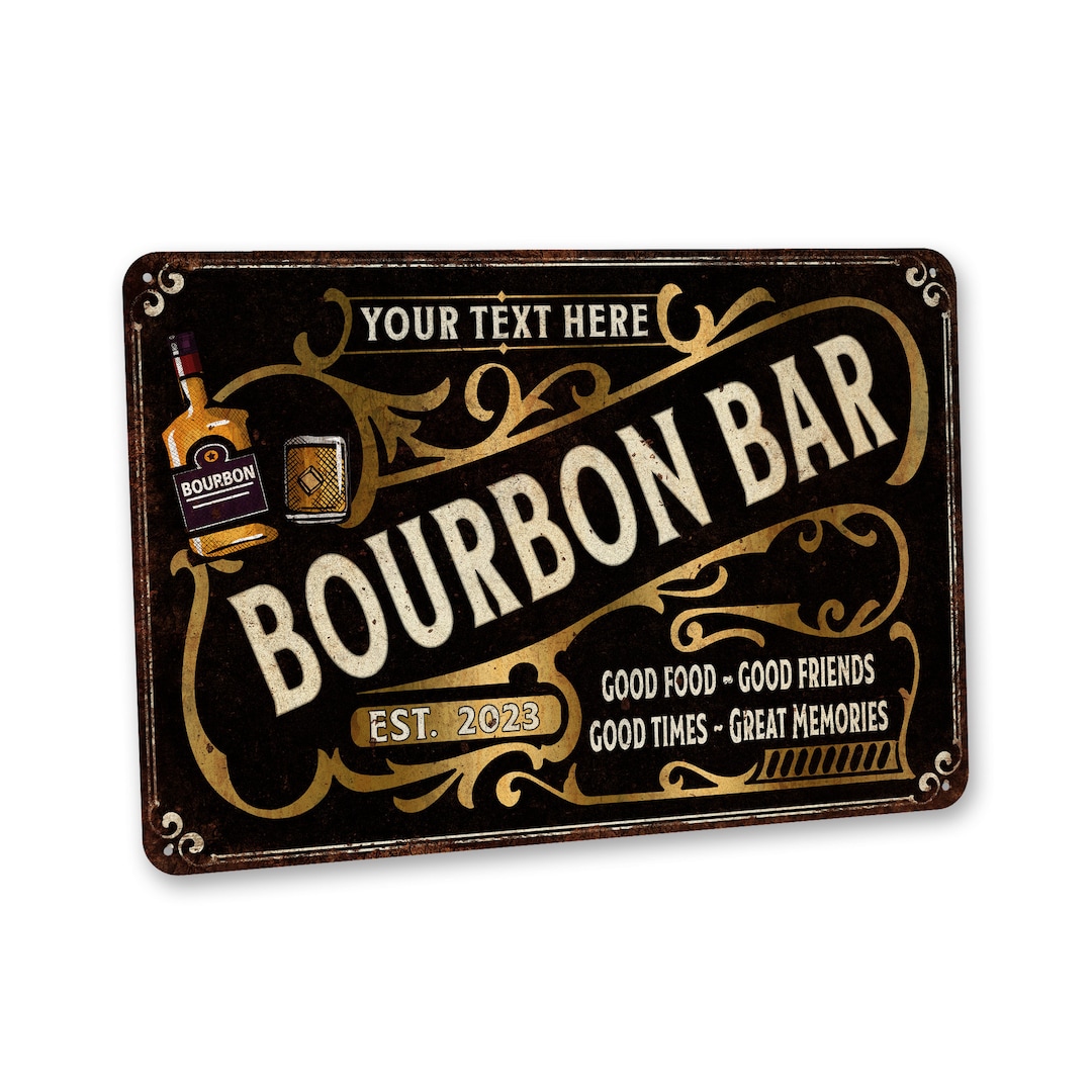 Personalized Bourbon Bar Sign Whiskey Bar Sign Wall Art for Home Bar