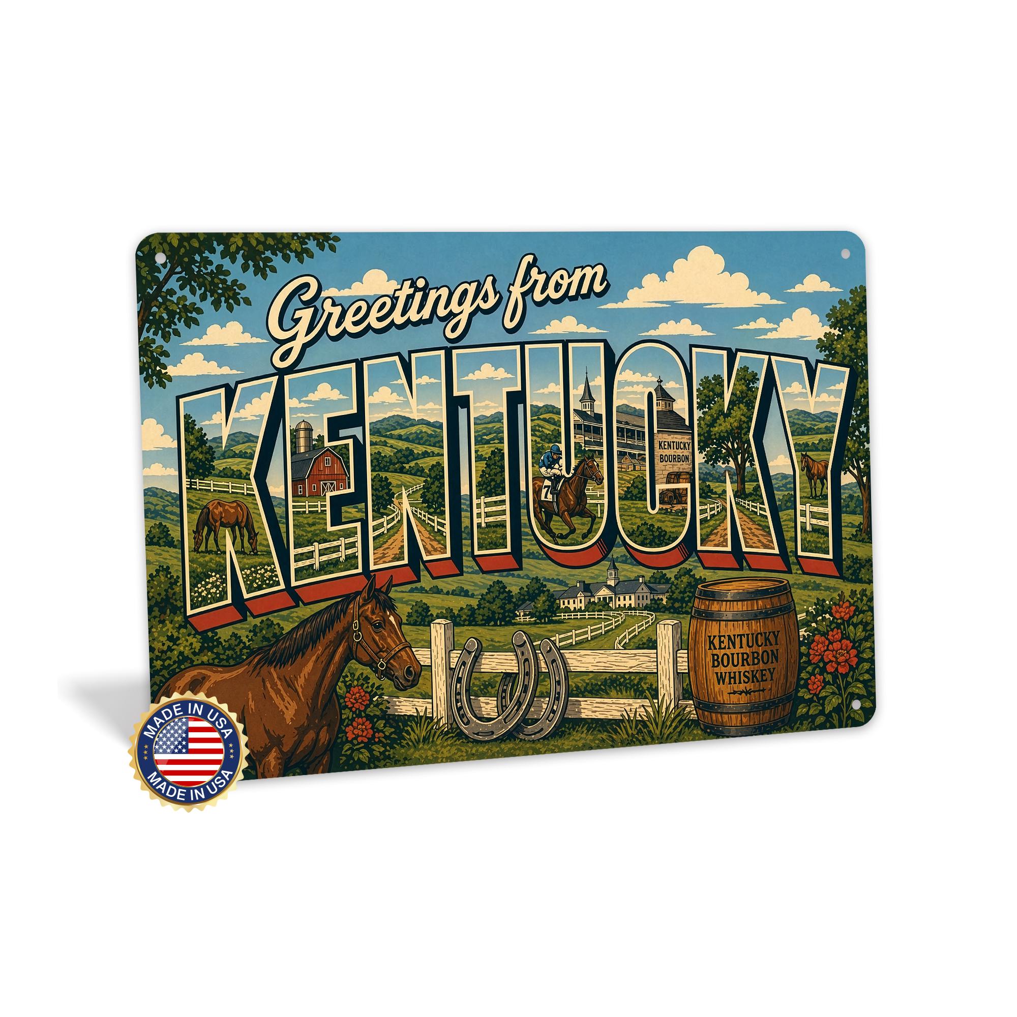 Ky State Sign Greetings From Kentucky Metal Sign, Kentucky State, Bluegrass State ...