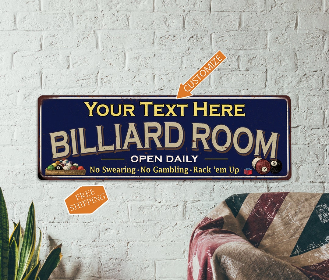 Personalized Billiard Room Sign, Custom Pool Hall Decor, Game Room Gift ...