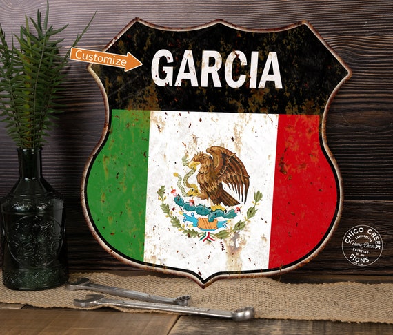 Personalized Mexican Flag Sign, Your Name Tu Nombre Familia