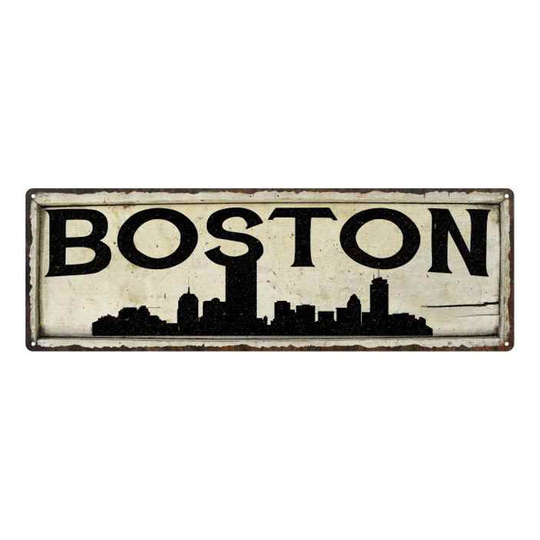 Boston Sign City Sky Line Silouette Decor Boston Etsy