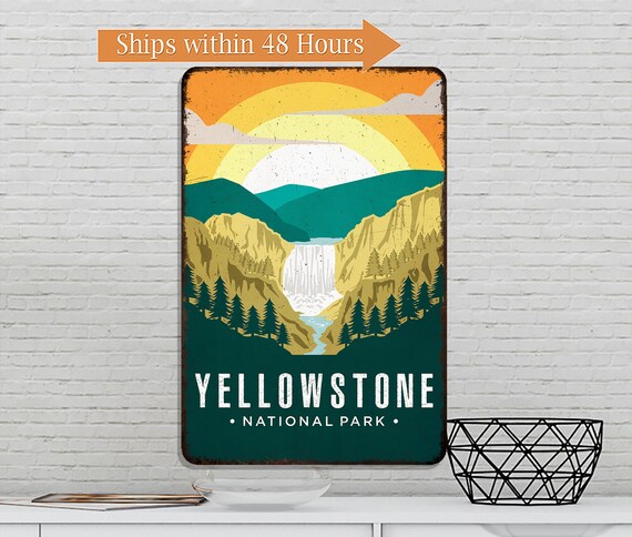 Yellowstone National Park Sign, Rustic Looking Wall Decor, Cabin