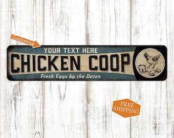 Custom Chicken Coop Sign, Personalized Gift Decor, Metal Sign, Fresh Eggs, Garden Backyard 104182002045