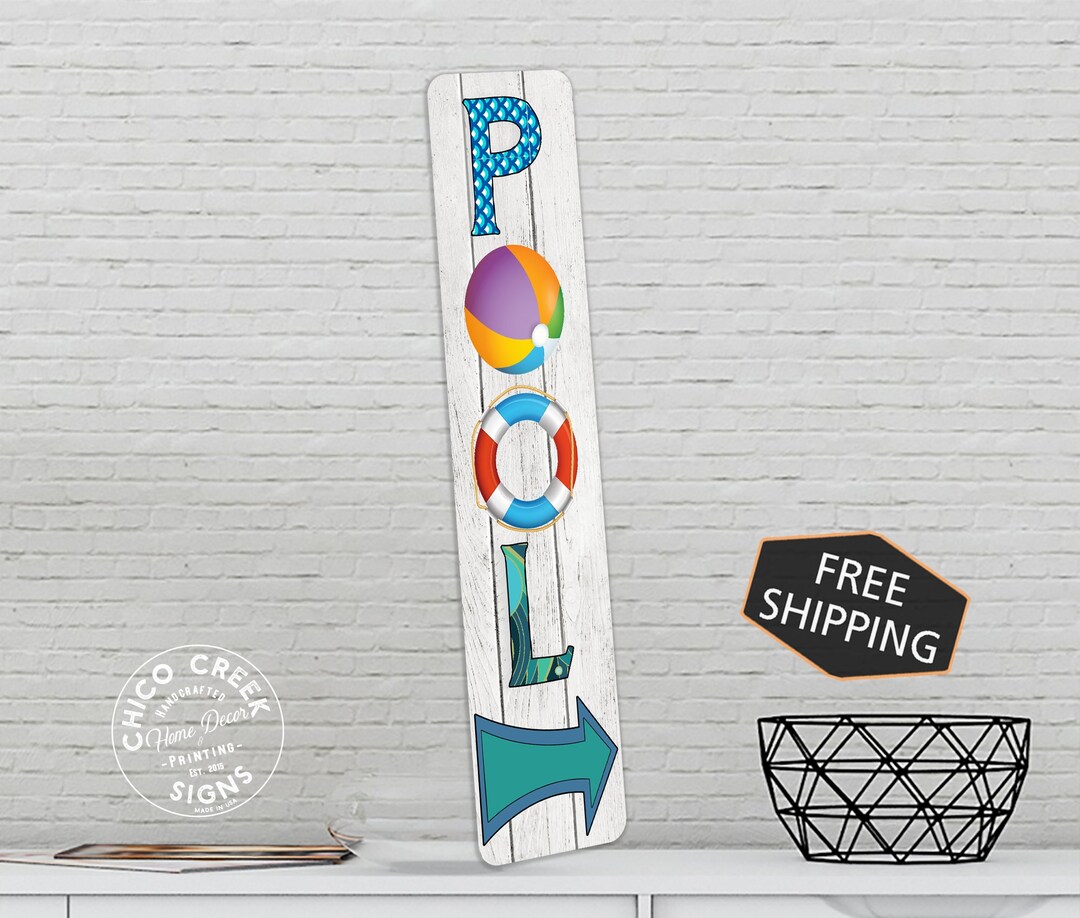 Pool Decor Sign, Left or Right, Vertical Sign, Swimming Pool
