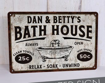 Personalized Sign, Custom Bath Sign, Bathroom Wall Decor, Wash Room Sign, Gift For Her, Housewarming Gift, Vintage Gift, Bathroom Sign
