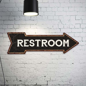 Restroom Sign, Restroom Right Arrow Sign, Vintage Looking Decor, Restaurant Diner Shop Bar Store Club Hall Bathroom 105170003003