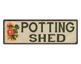 Potting Shed Sign, Garden Patio Vintage Looking Decor, Vegetable Wall Art Home Decor Sign, Fruit Flowers, Greenhouse Decoration 106180016014