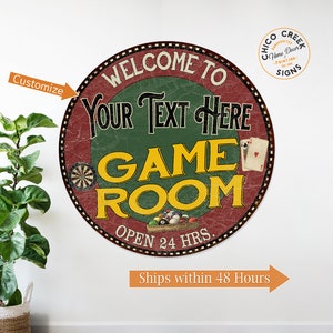 Personalized Game Room Sign, Game Room Decor, Poker Room Art, Gift For Him, Fathers Day Gift, Man Cave Sign, Man Cave Decor, Game Room Art