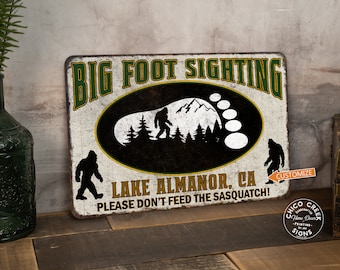 Personalized Big Foot Sighting Sign Warning Sasquatch Decor Yeti North American Ape Funny Wall Art Forest Camping 108122002021