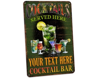 Personalized Cocktail Bar Sign Custom Cocktail Sign Wall Art For Home Bar Decor Custom Metal Sign Personalized Gift 108122002197