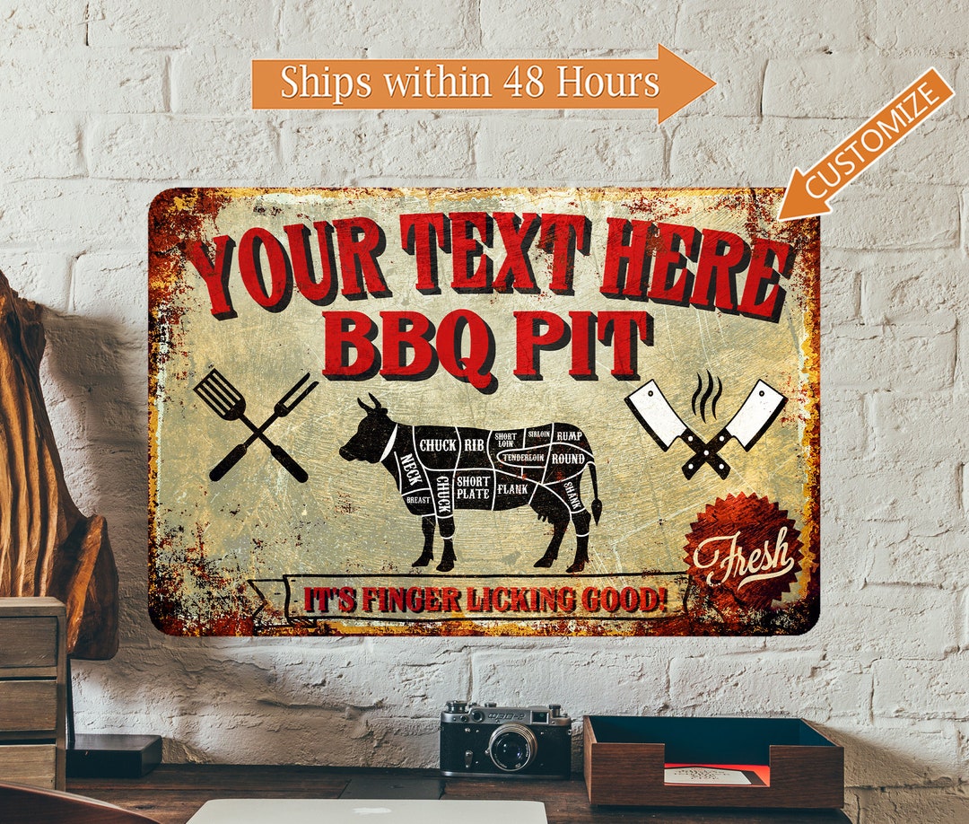 Personalized BBQ Pit Sign, Custom Wall Sign, Gift for Fathers Day, Gift ...