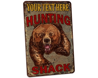 Custom Hunting Shack Sign Cabin Decor Custom Metal Sign for Cabin Bear Hunter Gift Man Cave Wall Art Gift For Hunters 108122002217