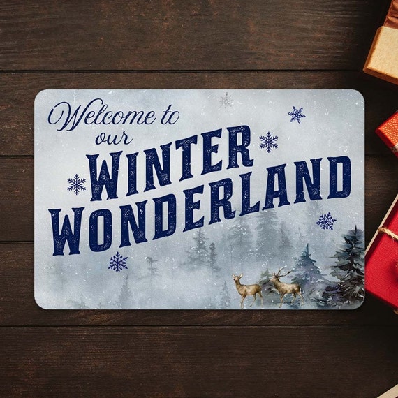 Welcome to Our Winter Wonderland Sign Farmhouse Christmas dcor Decorations Wall Art dcor Home 8x12 108120097007, Size: 8 x 12 Premium Matte, White