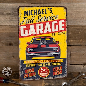 Custom Garage Sign, Garage Decor, Mechanic Gifts, Gift For Him, Gift For Grandpa, Car Lover Gift, Personalized Garage Sign, Fathers Day Gift