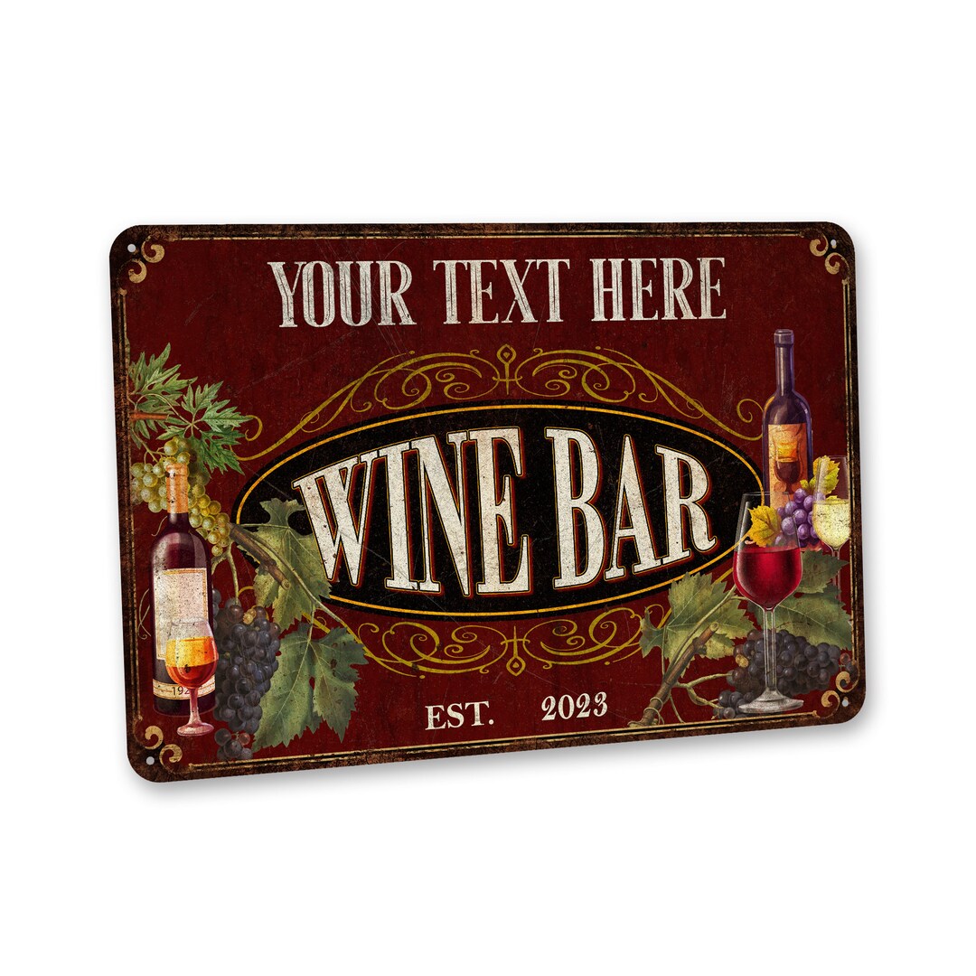 Personalized Wine Bar Sign Wine Gift Wine Bar Decor Custom Rustic Wine