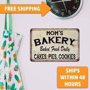 Mom's Bakery Sign, Vintage Look Chic Distressed Wall Decor, Pantry Sign, Cooking Baking Decor ...