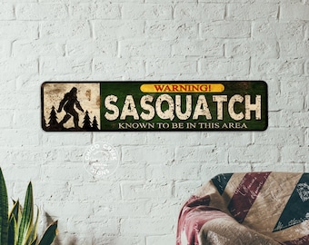 Warning Sasquatch Sign Big Foot Decor Area Yeti North American Ape Funny Wall Art Forest Camping 104182001058