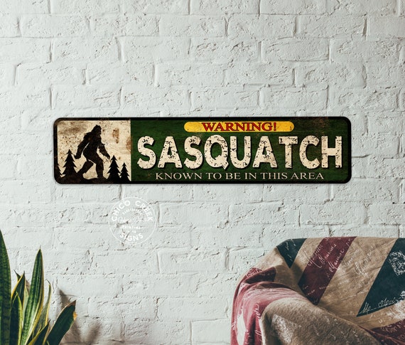 Warning Sasquatch Sign Big Foot Decor Area Yeti North American Ape Funny Wall Art Forest Camping 104182001058