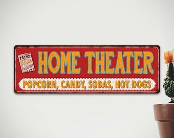 Home Theater Sign, Movie Room Decor, Concessions Popcorn Wall Art, Signs Decorations Plaque 106180091039