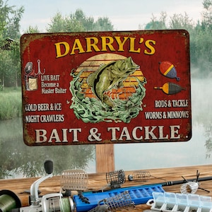 Personalized Fishing Sign, Fishing Decor, Gift For Him, Fathers Day Gift, Fishing Gifts, Custom Signs, Fishing Sign, Bait and Tackle