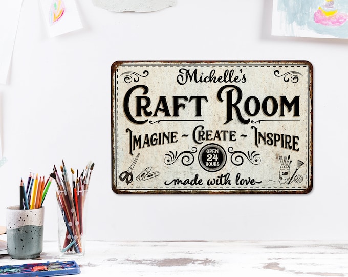 Personalized Craft Room Sign, Craft Room Decor, Gift For Her, Gift For Grandma, Gift For Artist, Gift For Teacher, Custom Craft Gift