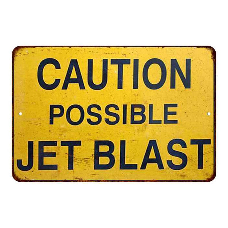 Caution Jet Blast Sign, Vintage Style Reproduction, Airport Decor, Exhaust Plume, Aviation Gift, Caution Sign, Hazard Signs, Airport Art image 1
