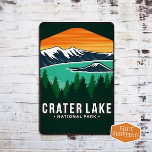 Crater Lake National Park Sign, Rustic Looking Wall Decor, Cabin Decorative Signs, Oregon, National Park Wall Art 108120086004