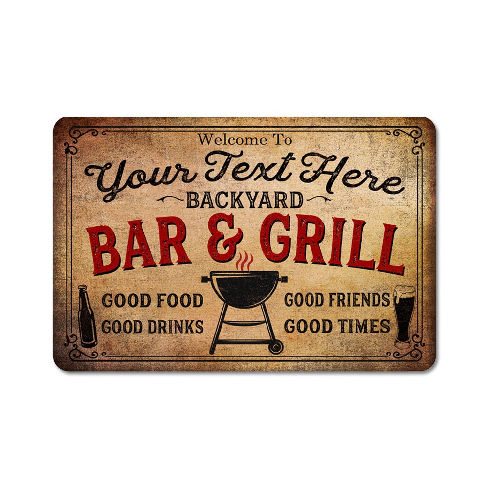 Personalized Backyard Bar and Grill Metal Sign Patio Decor Etsy