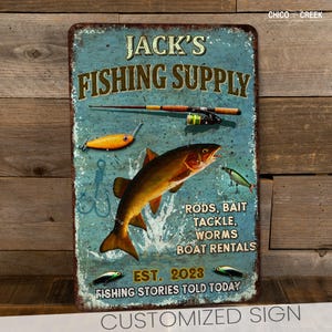Custom Fishing Sign, Bait & Tackle, Gift For Him, Fishing Decor, Fisherman Gift, Fisherman, Fishing Gifts, Personalized Signs, Bait Shop