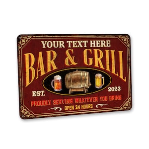 Personalized Bar & Lounge Sign, Bar Gifts, Gift For Him, Gift For Her, Custom Bar Sign, Alcohol Gifts, Drinking Signs, Bar Decor, Metal Sign