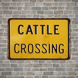 Cattle Crossing Sign, Farm Livestock Sign, Dairy Decor, Ranch Cowboy Bull Milk Wall Decor 108120067031