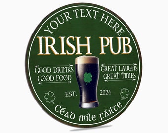 Custom Irish Pub Sign For Home Bar, Personalized Home Bar Decor, Handcrafted Name Sign - Unique Gift for Him - Custom Metal Sign For Bar