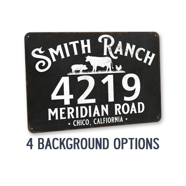 Custom Farmhouse Address Sign, Personalized Address Sign, Farm Sign, Metal Farm Signs, Farmhouse Decor, Address Numbers 108120131002